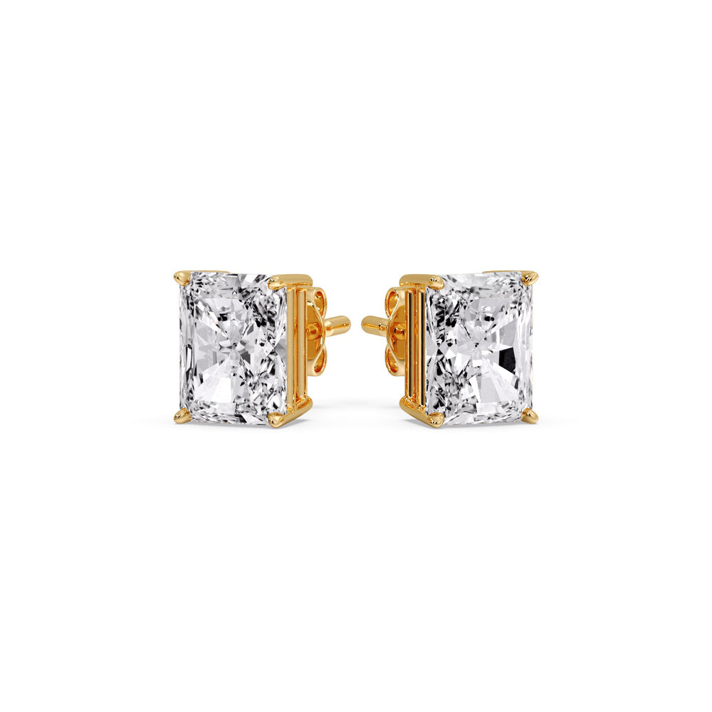 IGI Certified Basket Stud Earrings Set With Radiant Cut Diamonds