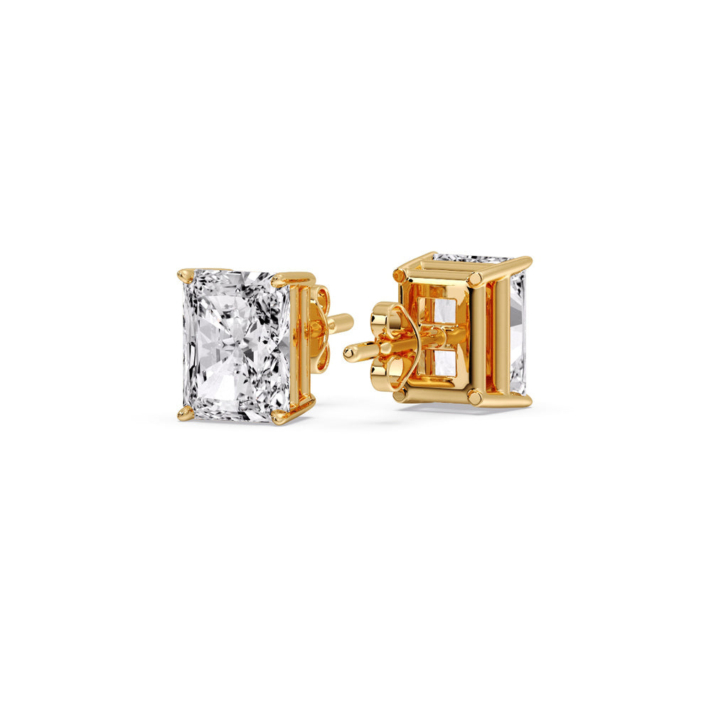 IGI Certified Basket Stud Earrings Set With Radiant Cut Diamonds