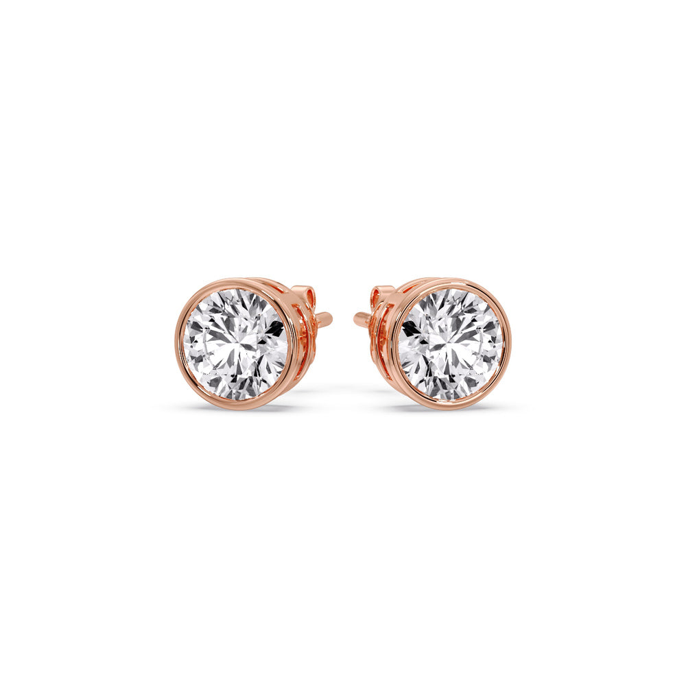 Bezel-Set Brilliant Round Diamond Solitaire Stud Earrings [IGI Certified]