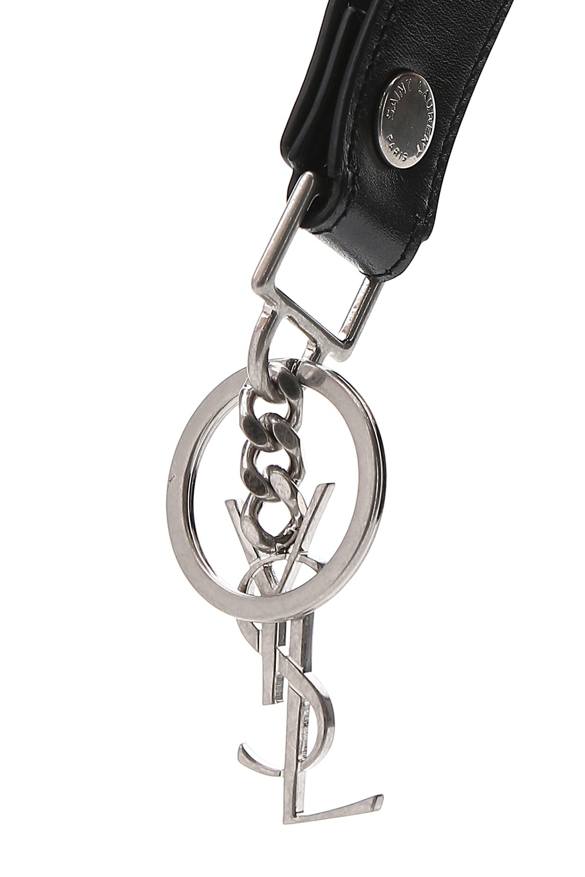 Saint Laurent Men Black Leather Monogram Key Ring