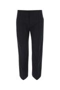 Bottega Veneta Women Midnight Blue Cotton Cropped Cut Pant