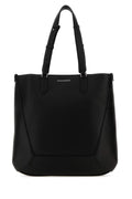 Alexander Mcqueen Men Black Leather Medium Edge Shopping Bag