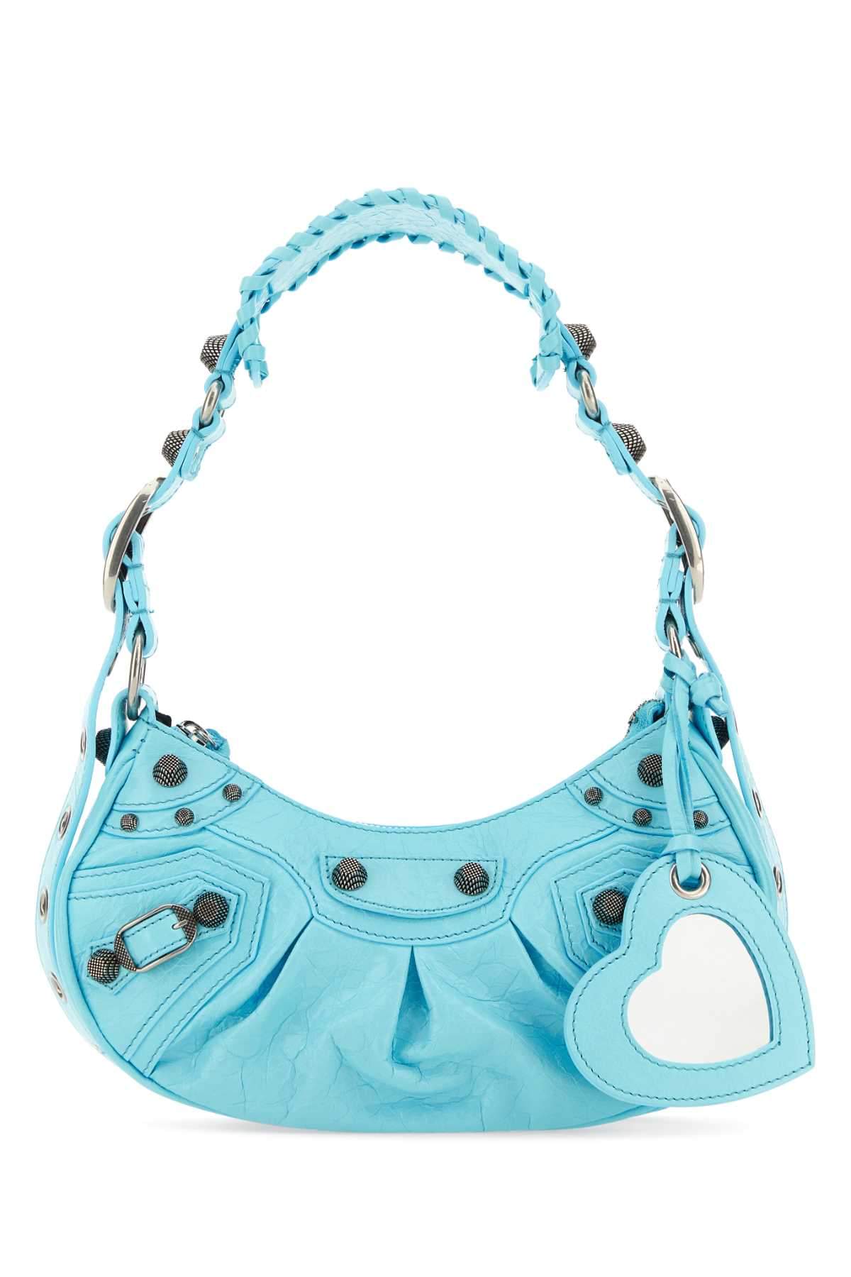 Balenciaga Women Light Blue Nappa Leather Le Cagole Xs Shoulder Bag