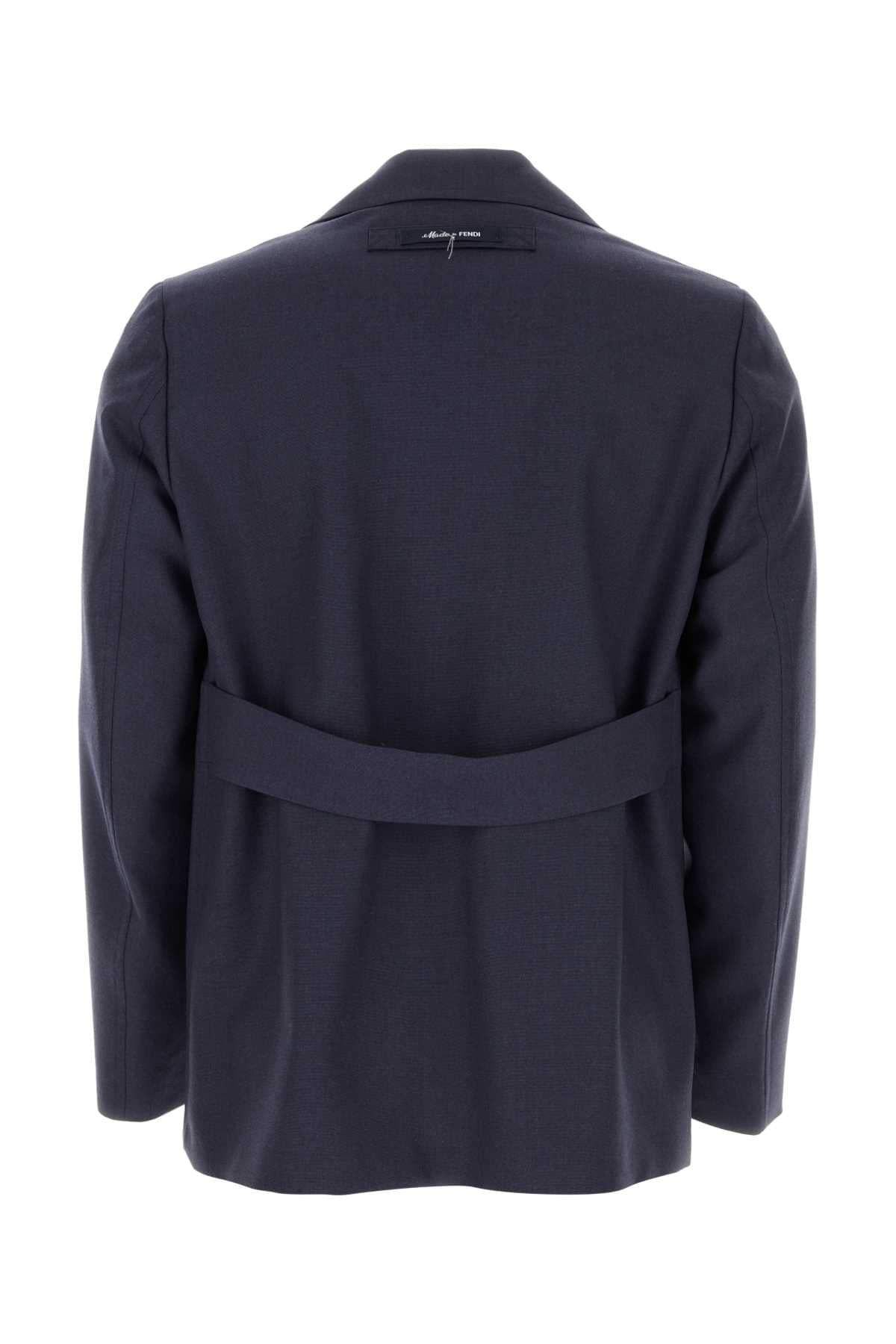 Fendi Men Blue Wool Blazer