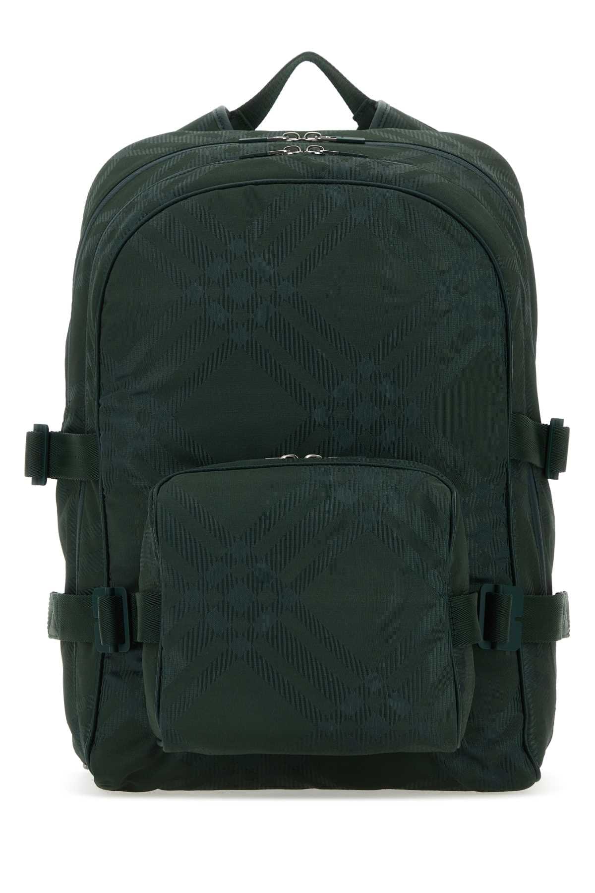 Burberry Men Bottle Green Nylon Blend Check Backpack