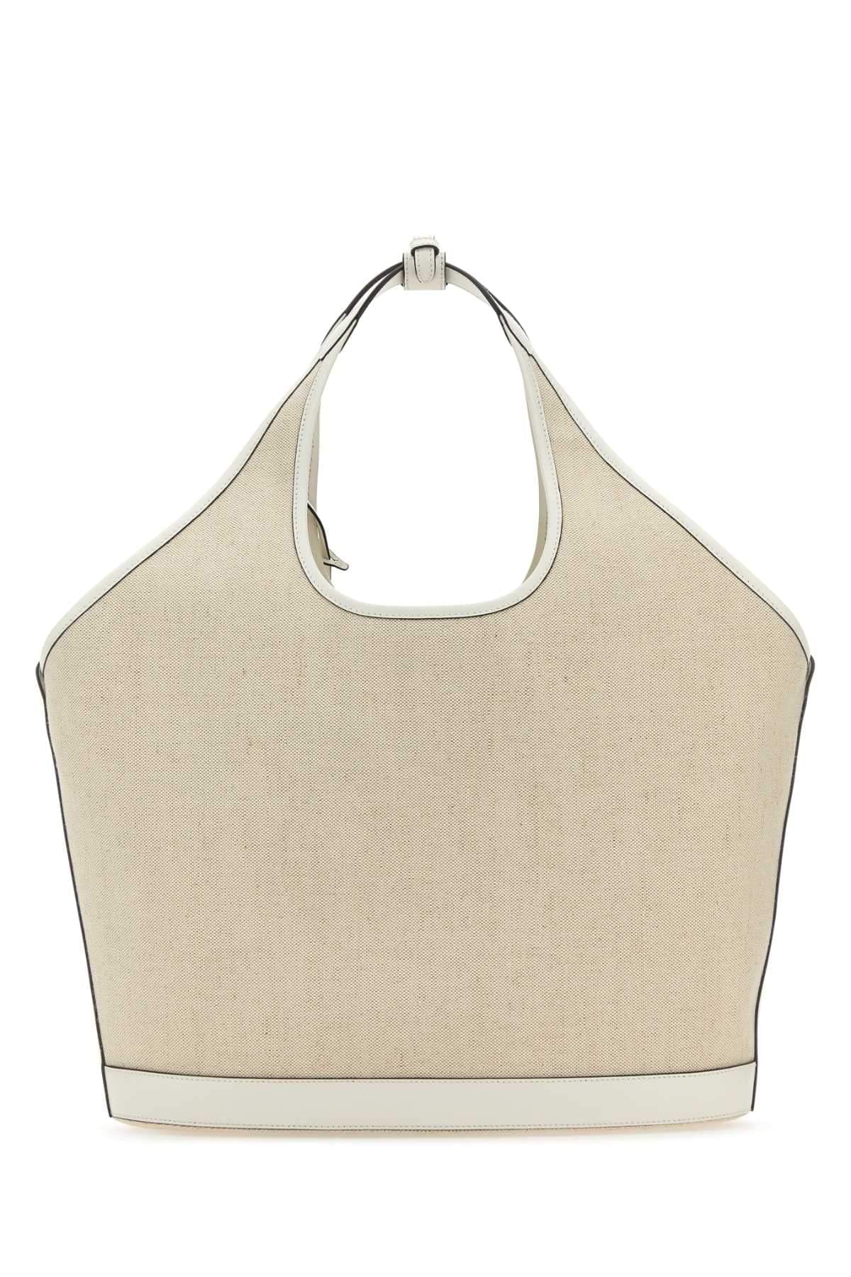 Prada Women Sand Canvas Shopping Bag