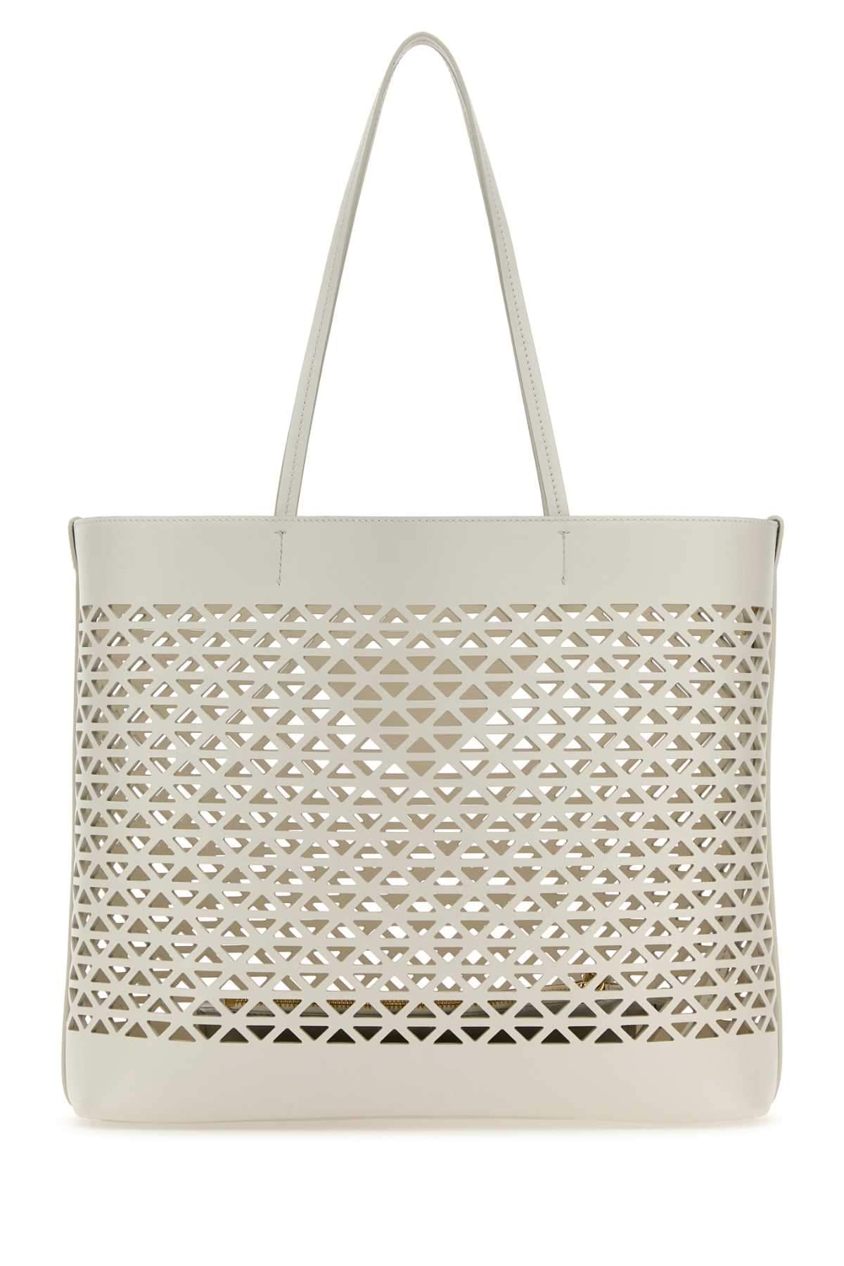 Prada Women White Leather Shopping Bag
