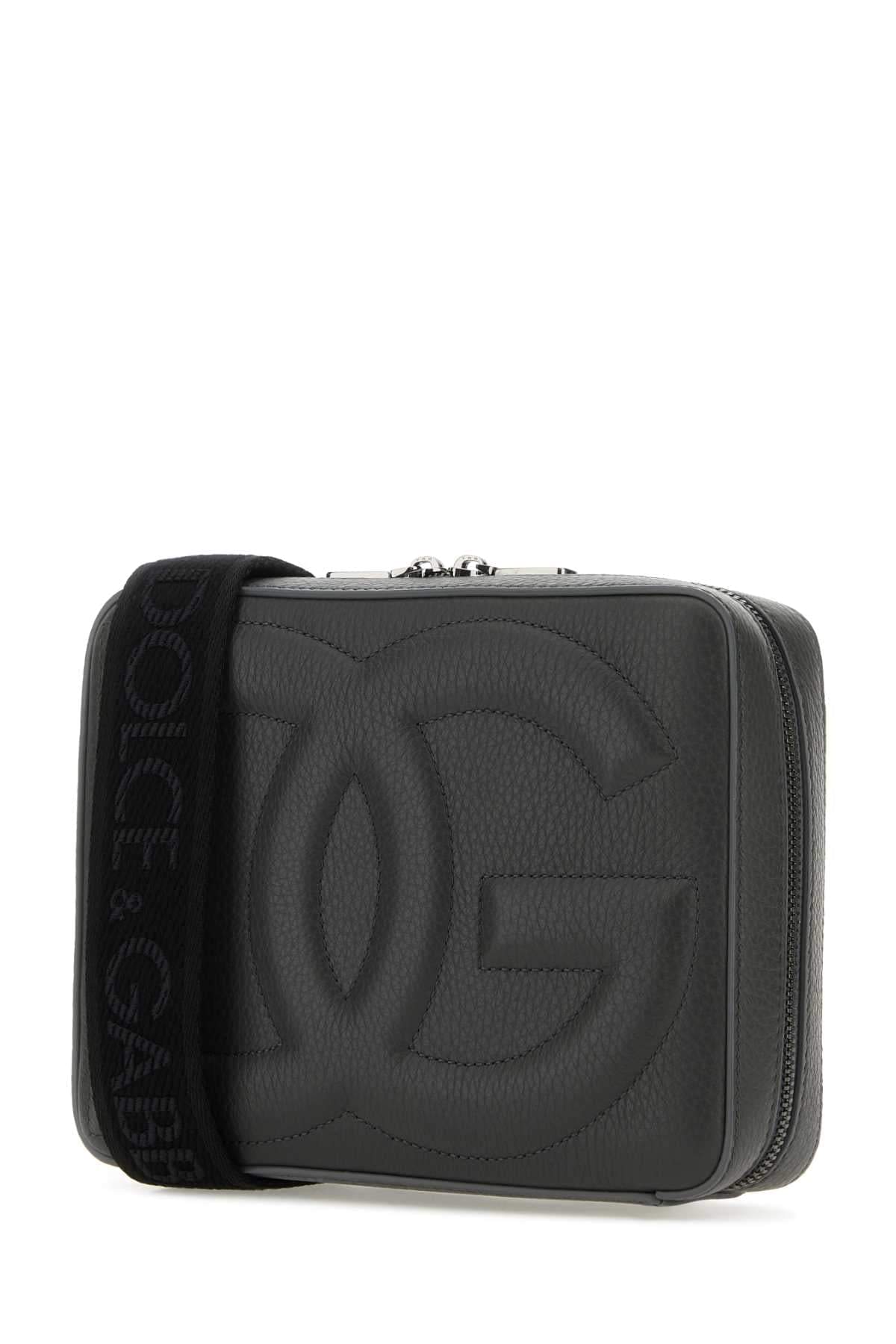 Dolce & Gabbana Men Dark Grey Leather Crossbody Bag