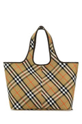 Burberry Women Embroidered Canvas Medium Check Shopping Bag