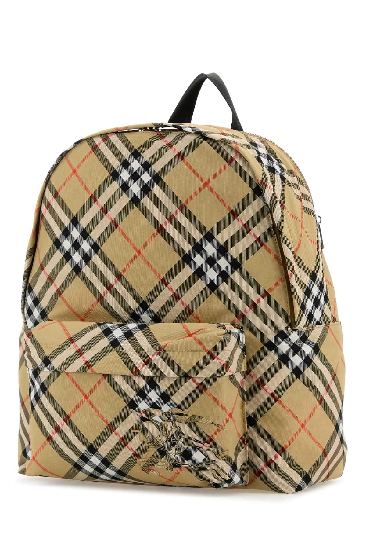 Burberry Men Embroidered Fabric Check Backpack