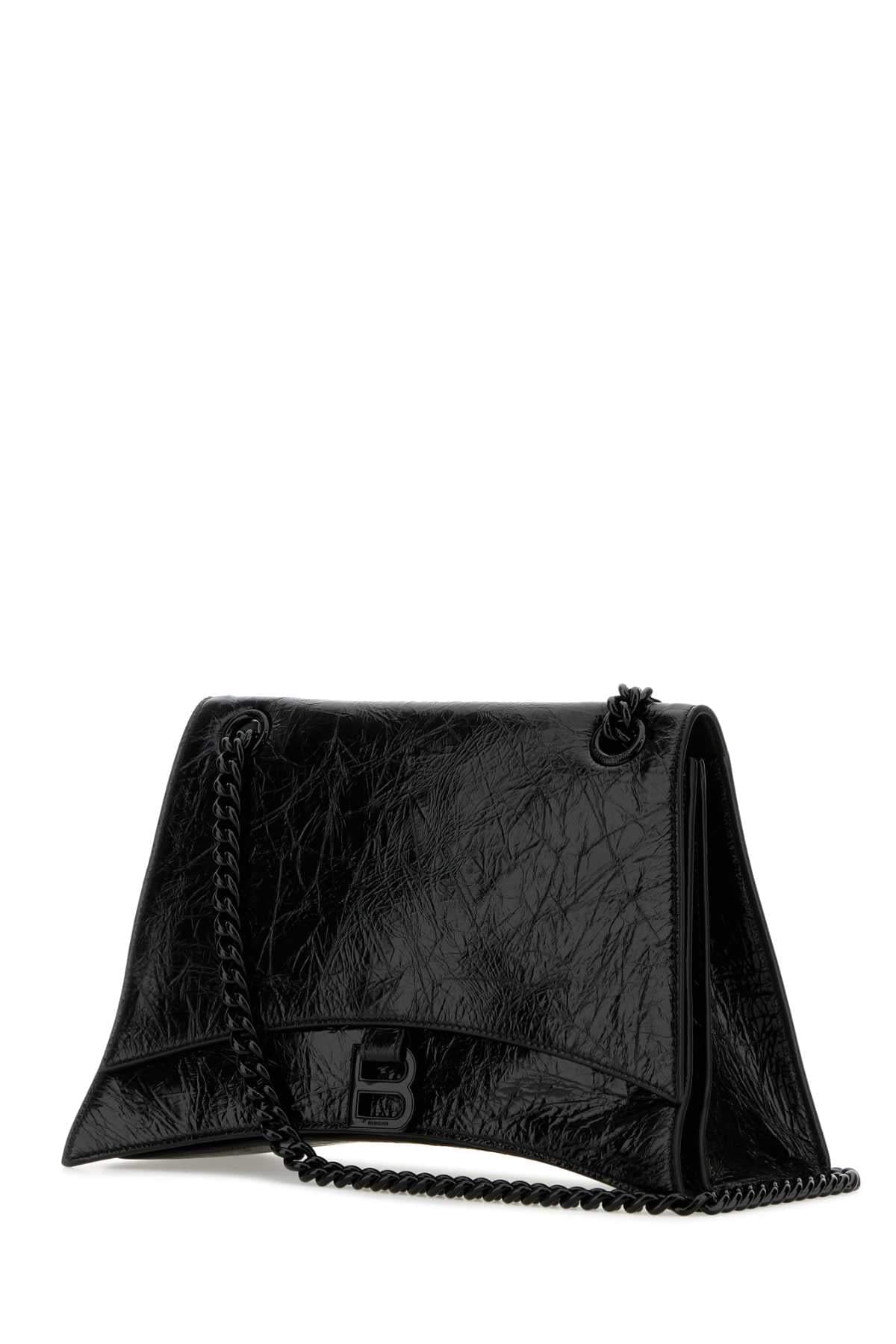 Balenciaga Women Black Leather Medium Crush Shoulder Bag
