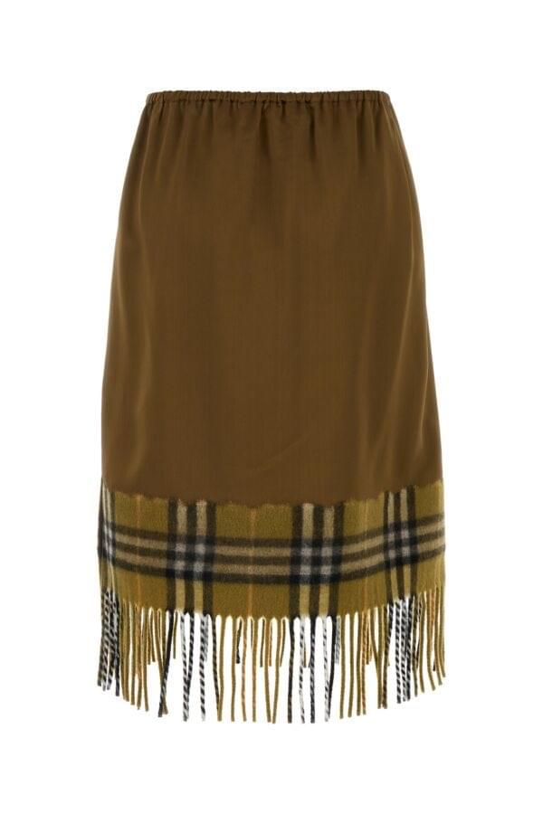 Burberry Women Biscuit Satin Skirt