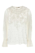 Bode Women White Mesh Middlemist Blouse