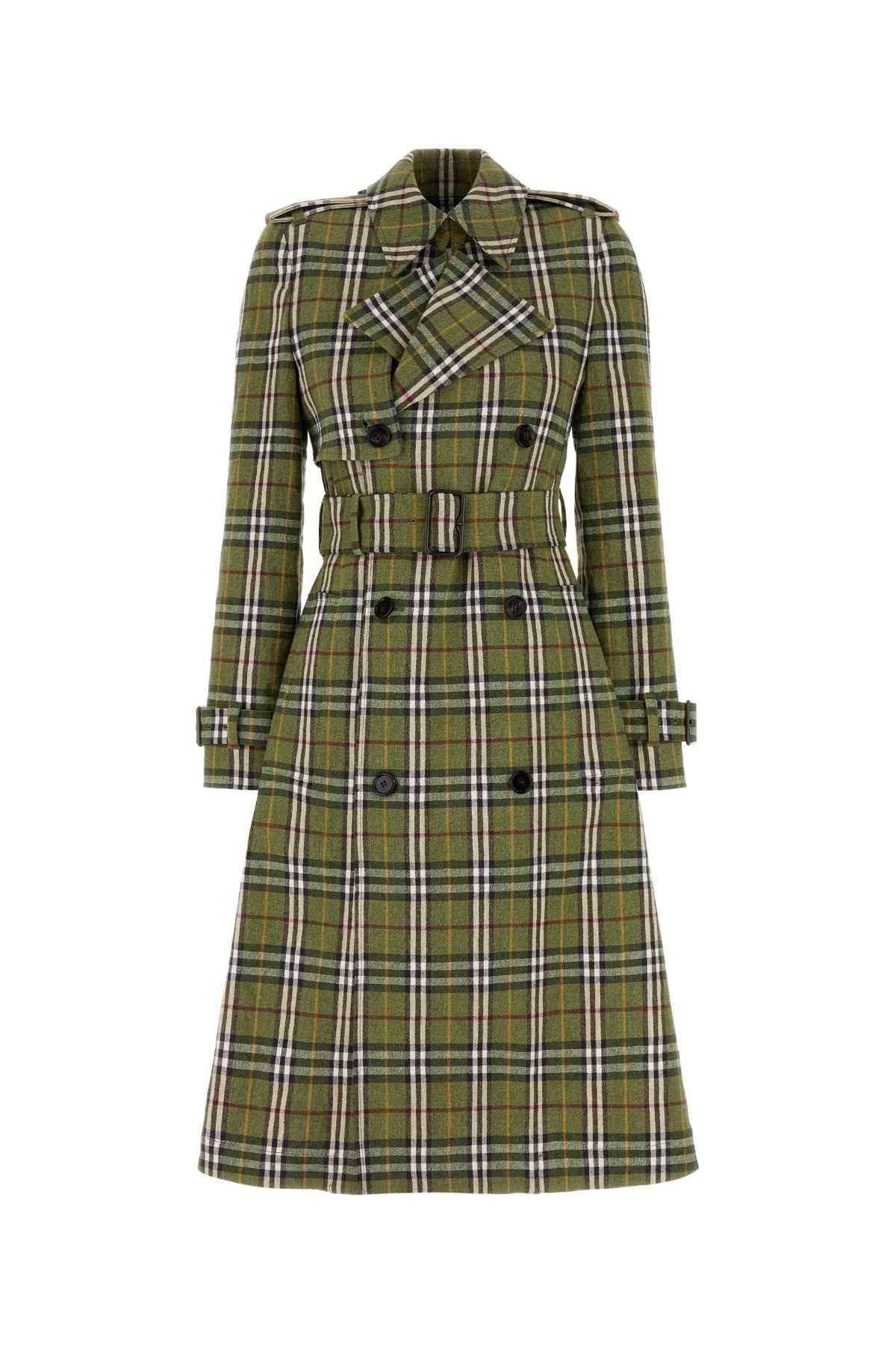 Burberry Women Embroidered Stretch Linen Trench Coat