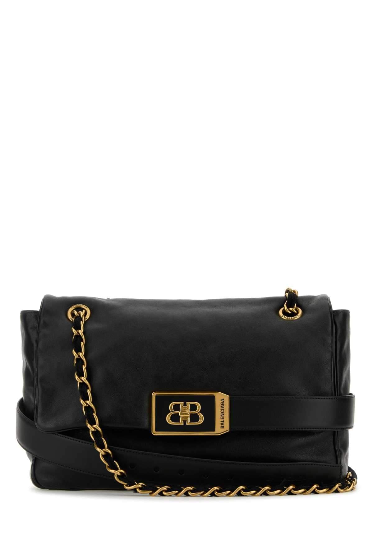 Balenciaga Women Black Leather Medium Modu Shoulder Bag