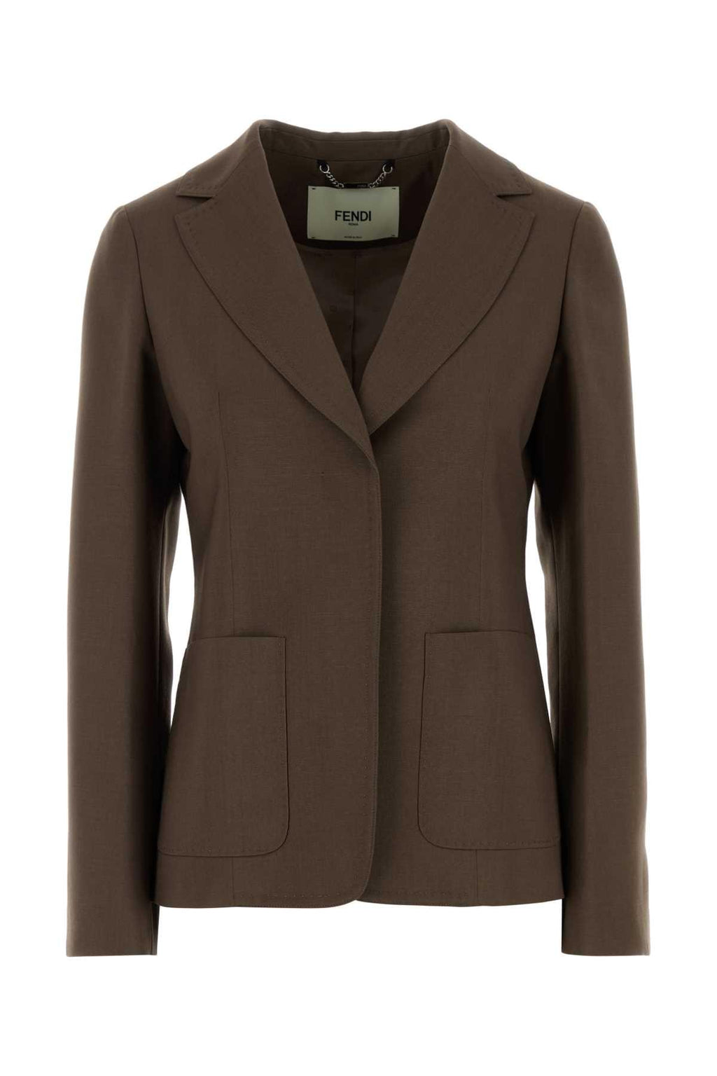 Fendi Women Mud Wool Blend Blazer
