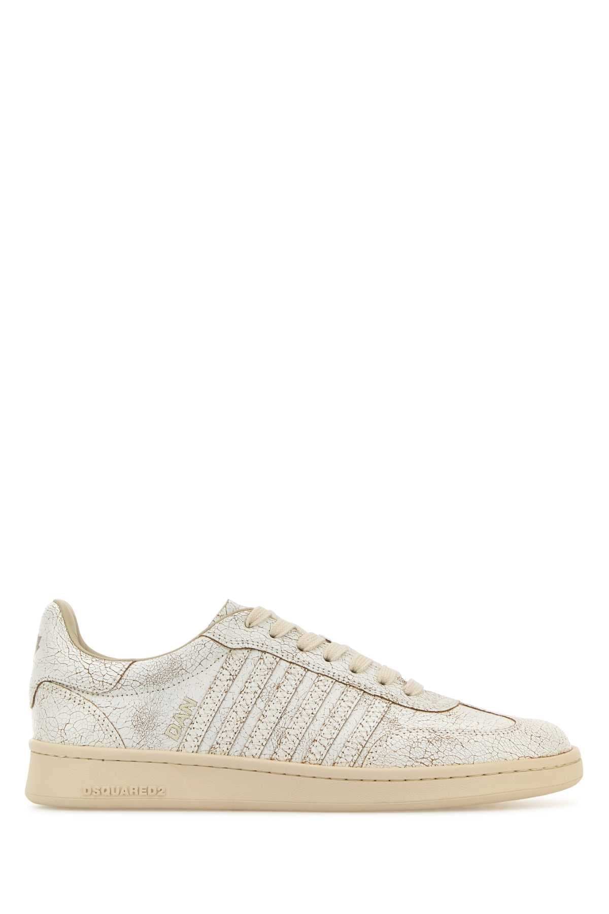 Dsquared Men White Leather Boxer Sneakers