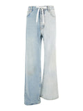 Balenciaga Women 'Fifty-Fifty' Light Blue Jeans With Asymmetric Legs In Denim Women