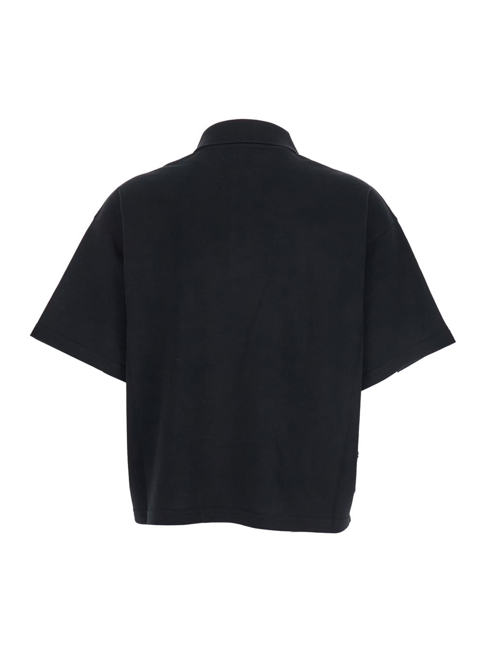 Saint Laurent Women Black Oversize Polo Shirt With Classic Collar And Tonal Logo Embroidery On The Front In Cotton Piquet Woman