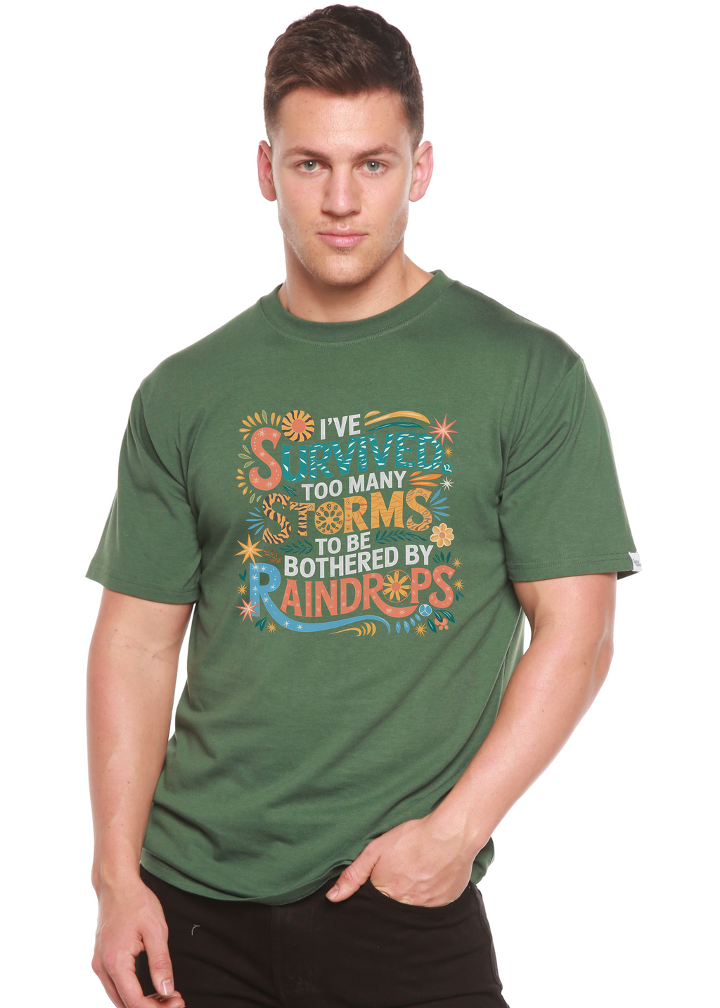 I've Survived Too Many Storms to Be Both Unisex Bamboo/Cotton Graphic T-Shirt Spun Bamboo
