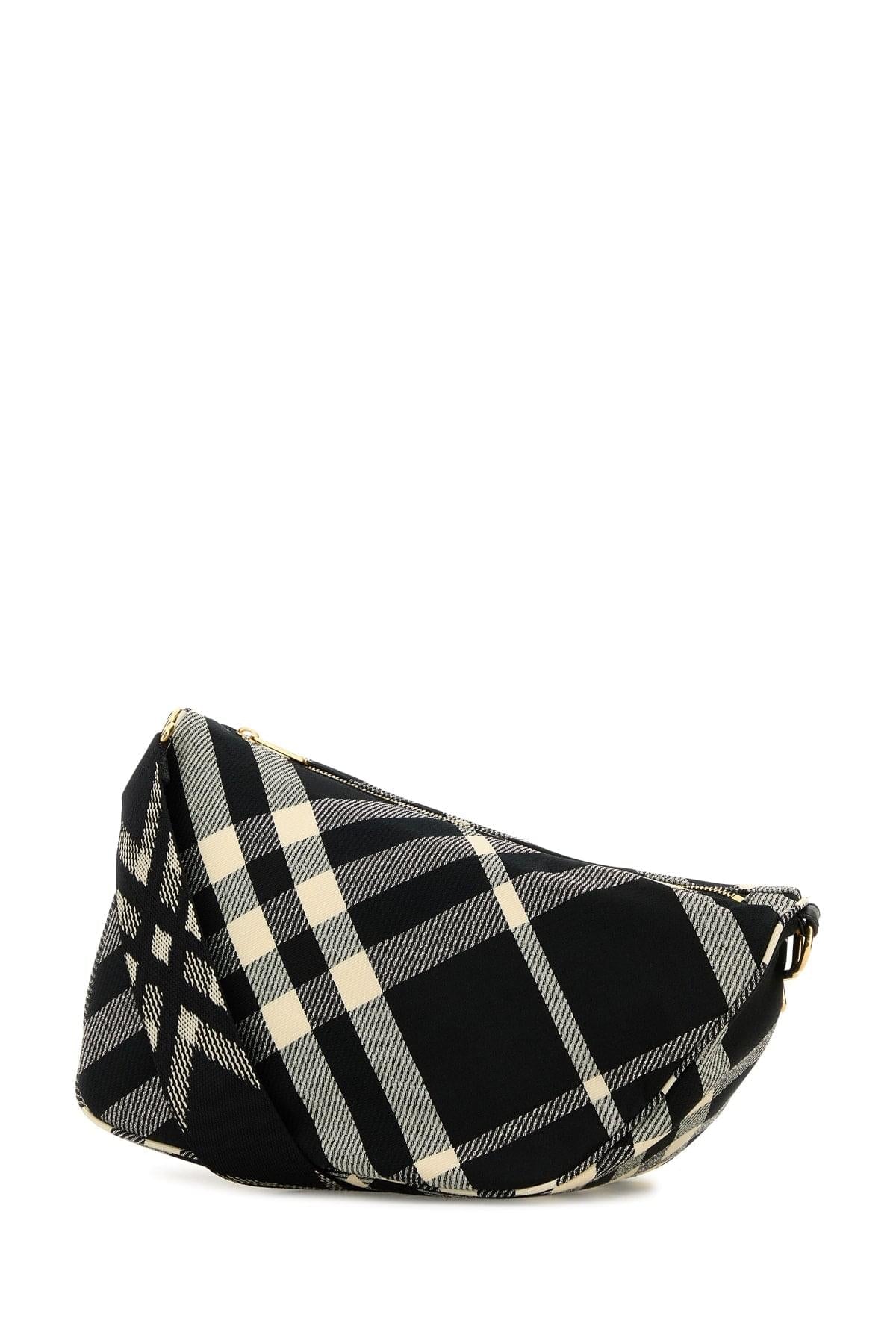 Burberry Women Embroidered Fabric Medium Shield Crossbody Bag