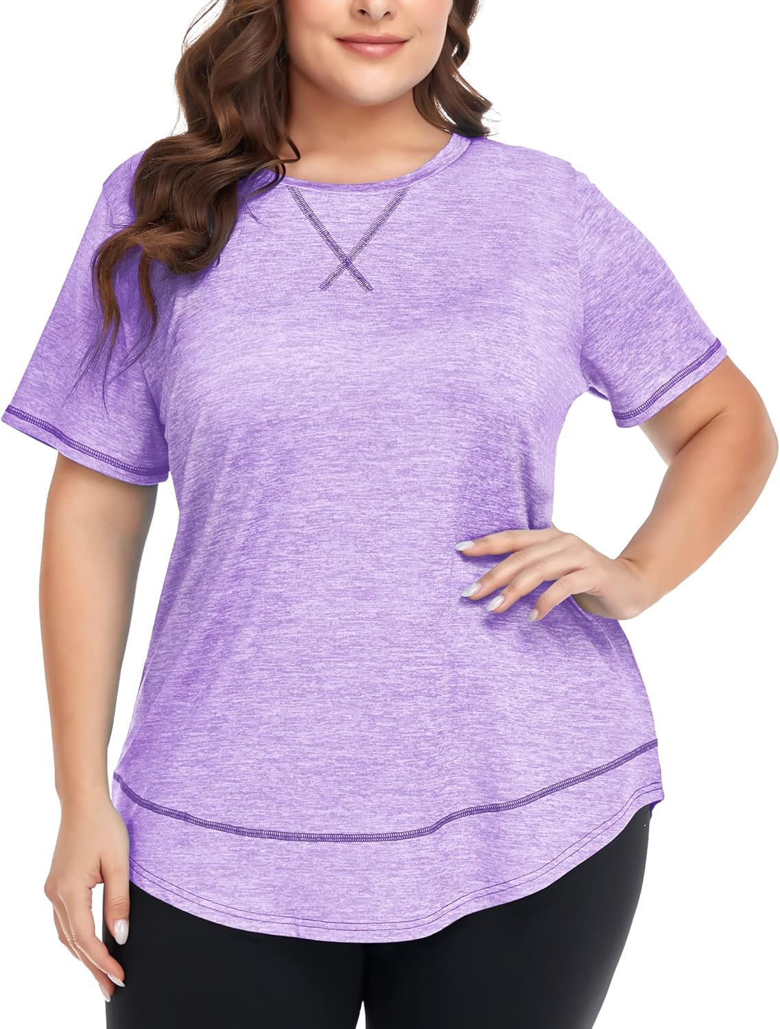 2026 Plus Size Women's Summer Sports Short Sleeve Breathable T Shirt Yoga & Fitness Quick Dry Cationic Top Social Buzz eSIMs