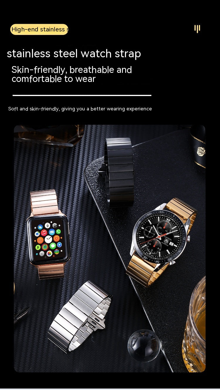 Smart Watch Band Bamboo Stainless Steel Metal Strap