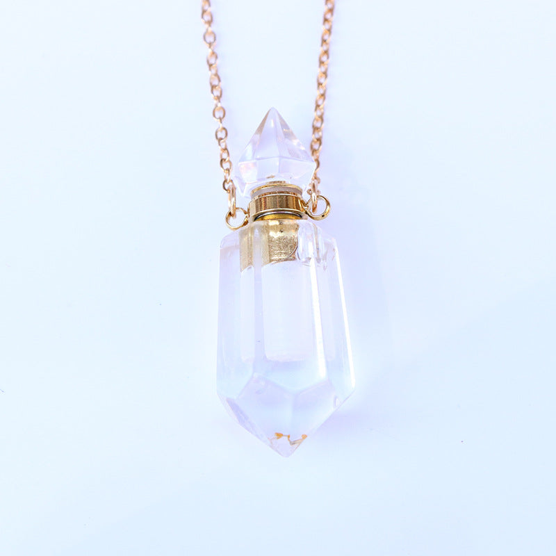 Natural Crystal Perfume Bottle Chain Pendant