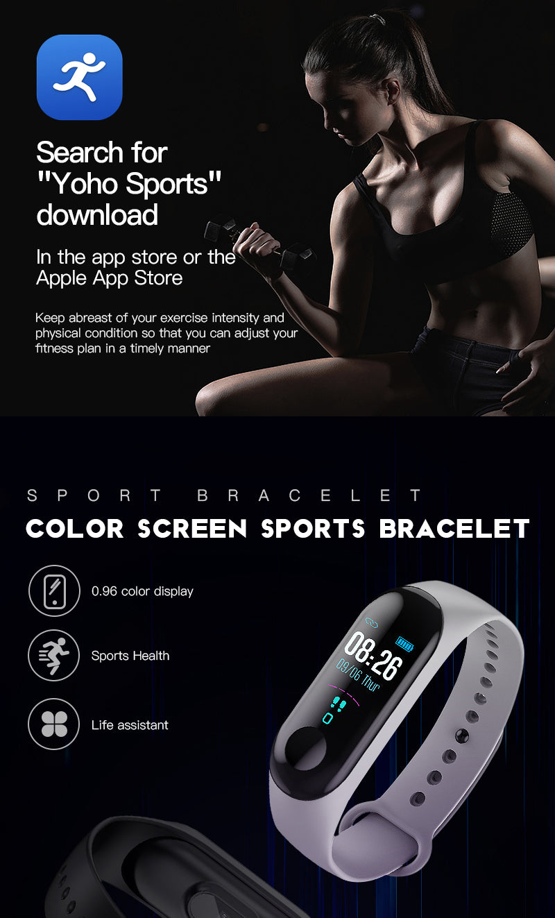 Compatible With , Smart Bracelet Heart Rate And Blood Pressure Exercise Meter Step Information Push Smart Reminder Color Bracelet
