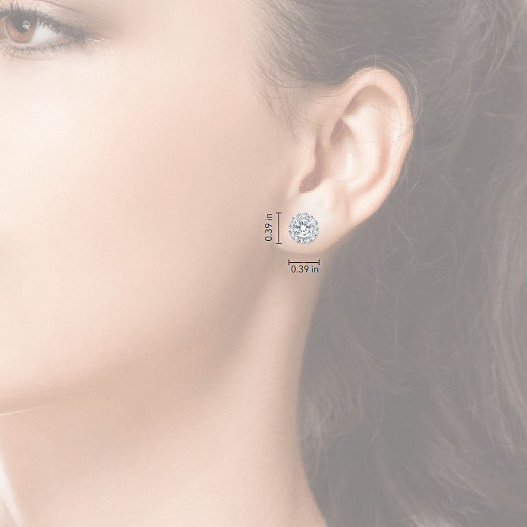 2 CTW AGI Certified Lab Grown Diamond Halo Earrings in 14K White Gold VossAgin