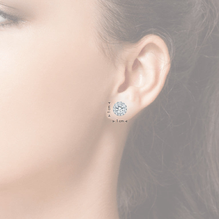 2 CTW AGI Certified Lab Grown Diamond Halo Earrings in 14K White Gold VossAgin