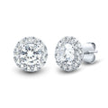 2 CTW AGI Certified Lab Grown Diamond Halo Earrings in 14K White Gold VossAgin