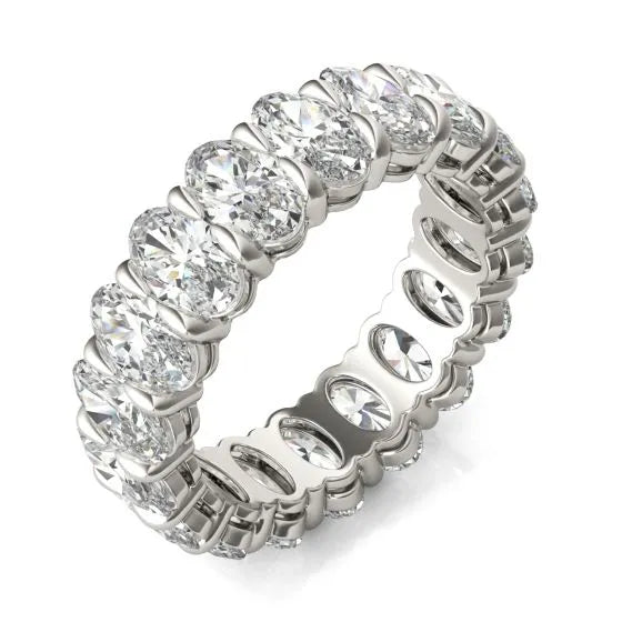 4 CTW Oval Lab Grown Diamond Couture Classic Eternity Ring 14K White Gold (G-VS) VossAgin