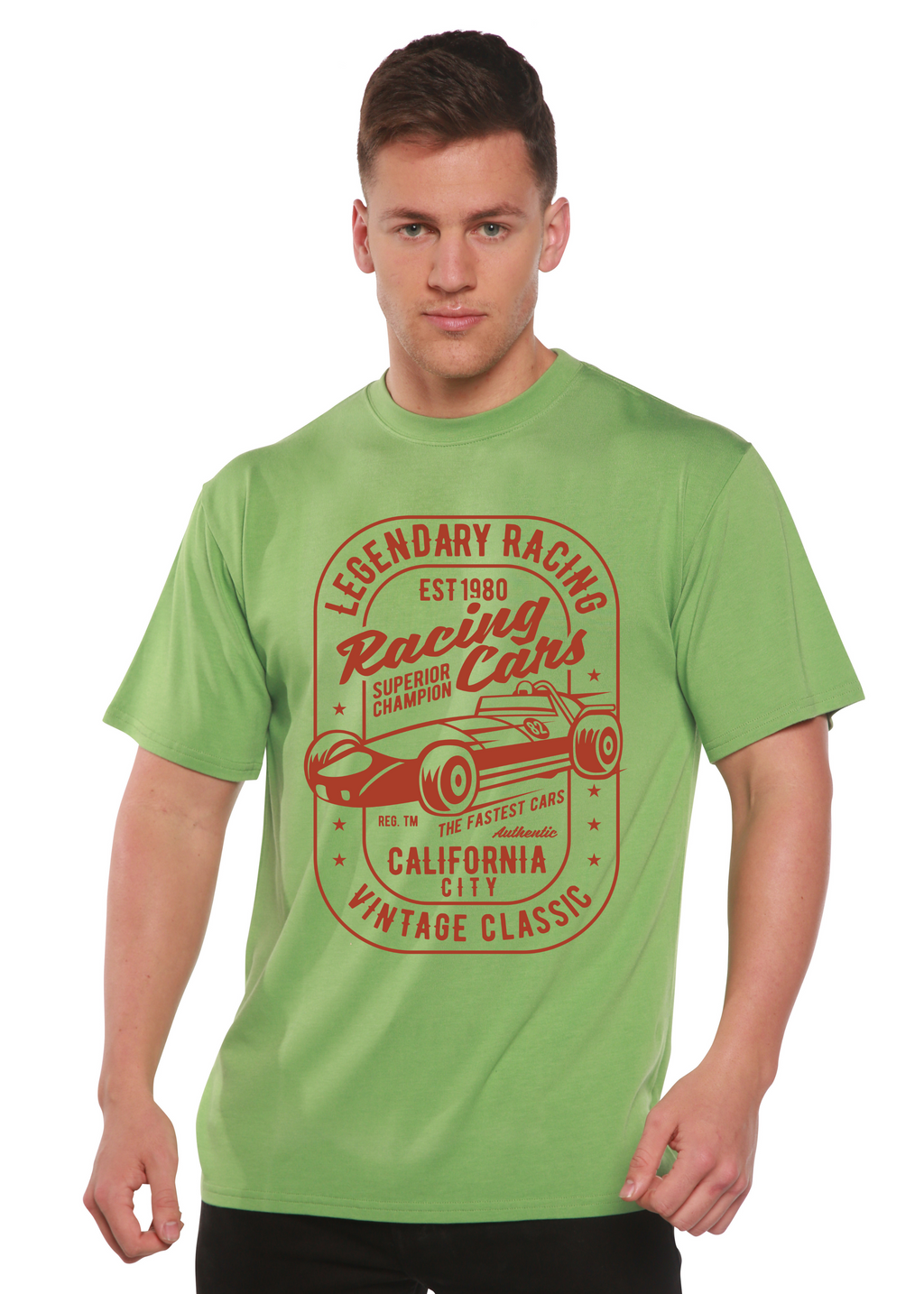 Legendary Racing Cars Men's Bamboo Viscose/Organic Cotton Short Sleeve Graphic T-Shirt Spun Bamboo