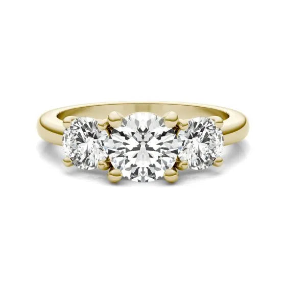 2 CTW AGI Certified Lab Grown Diamond (G-VS) Three Stone Engagement Ring in Choice of 14K Yellow or 14k White Gold VossAgin