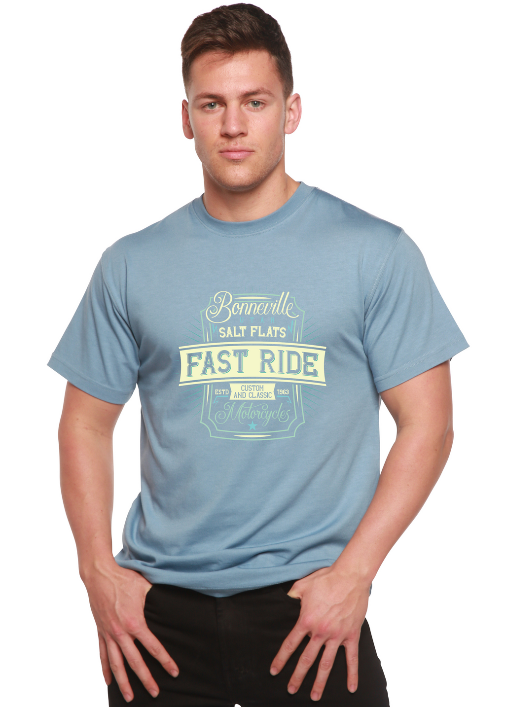 Fast Ride Men's Bamboo Viscose/Organic Cotton Short Sleeve Graphic T-Shirt Spun Bamboo