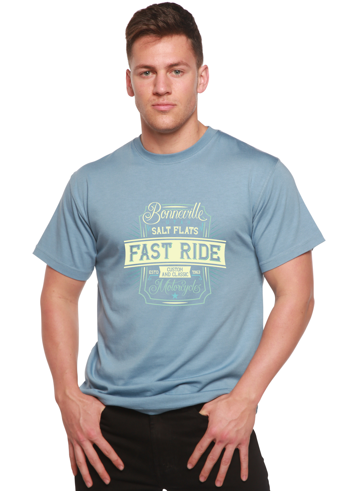 Fast Ride Men's Bamboo Viscose/Organic Cotton Short Sleeve Graphic T-Shirt Spun Bamboo