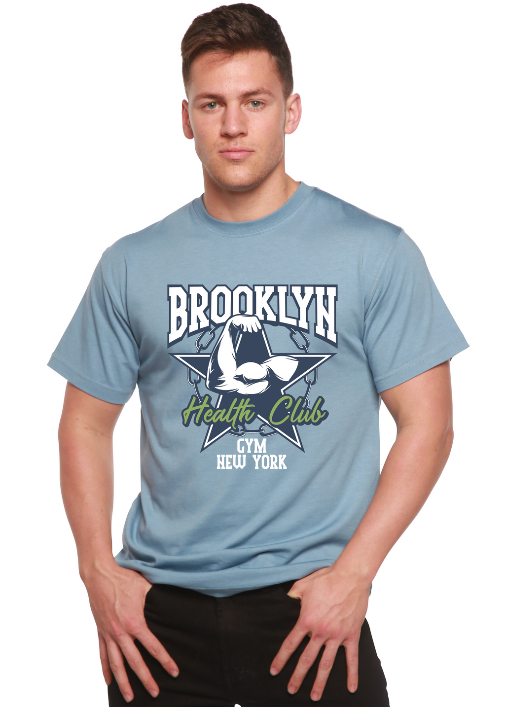 Brooklyn Health Club Men's Bamboo Viscose/Organic Cotton Short Sleeve Graphic T-Shirt Spun Bamboo