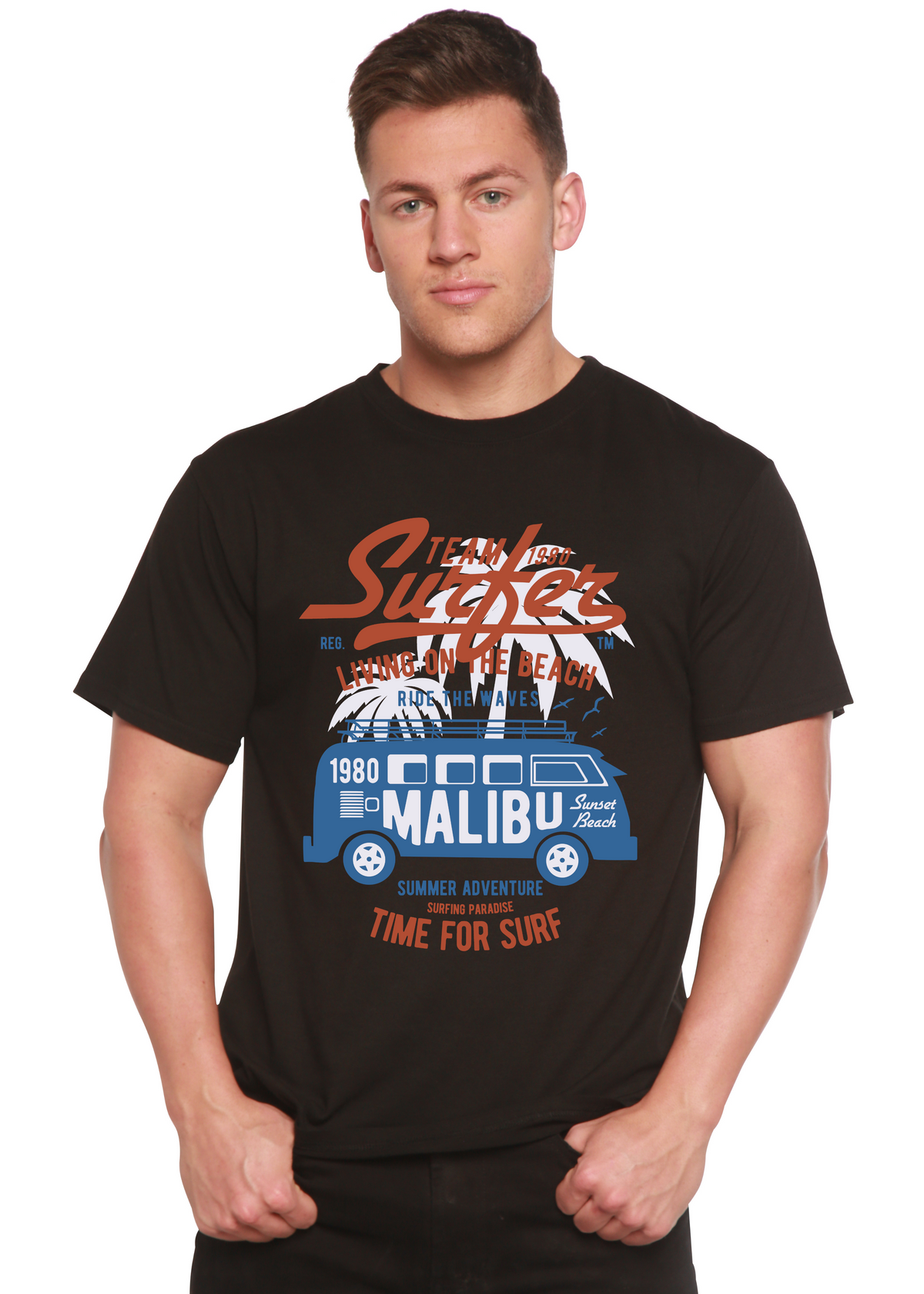 Team Surfer Spun Bamboo® Men's Bamboo Viscose/Organic Cotton Short Sleeve Graphic T-Shirt Spun Bamboo