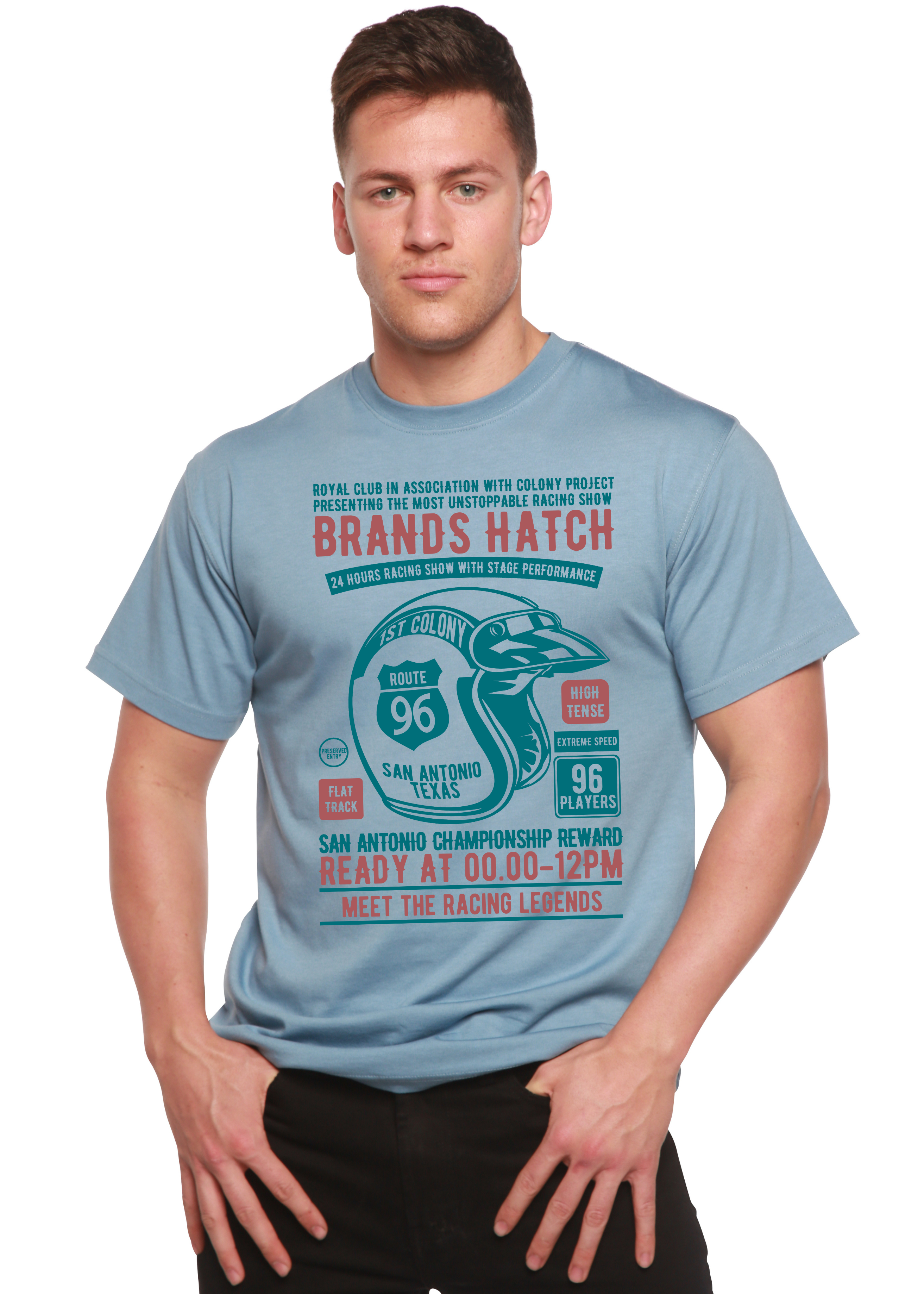 Brands Hatch Men's Bamboo Viscose/Organic Cotton Short Sleeve Graphic T-Shirt Spun Bamboo