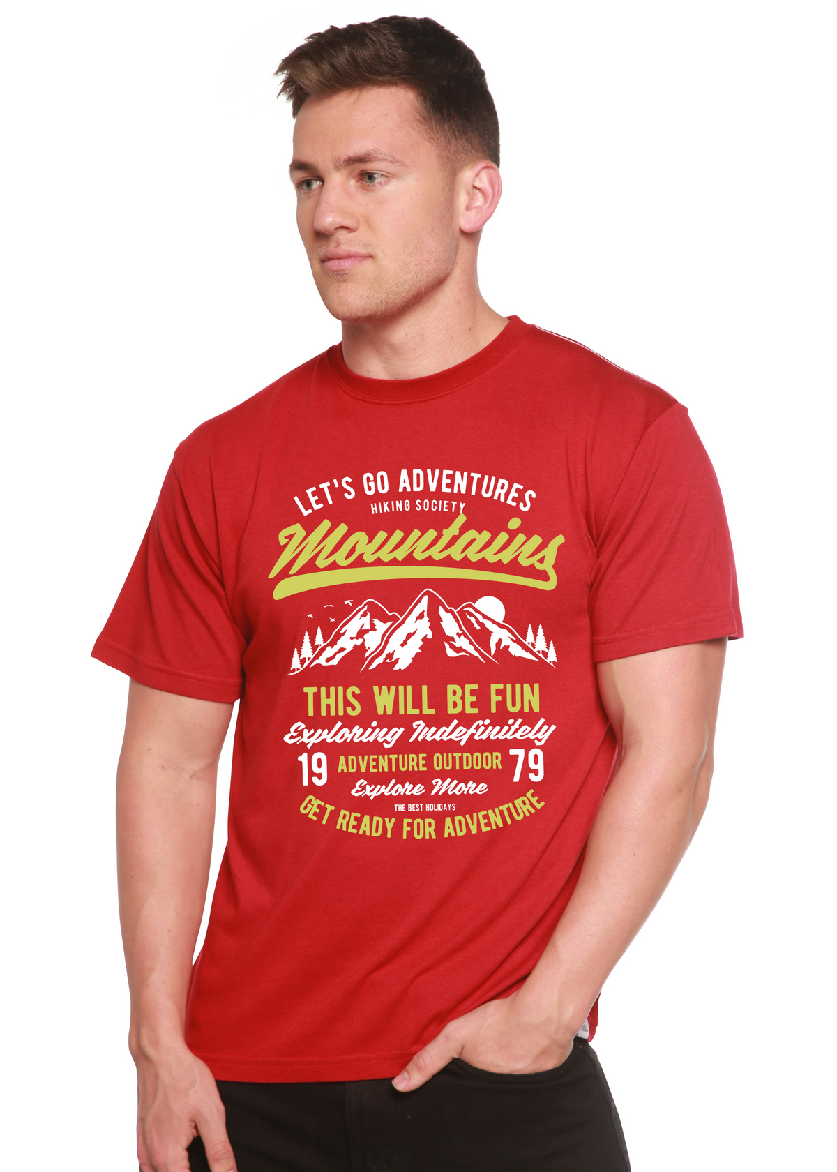 Let's Go Adventure Men's Bamboo Viscose/Organic Cotton Short Sleeve Graphic T-Shirt Spun Bamboo