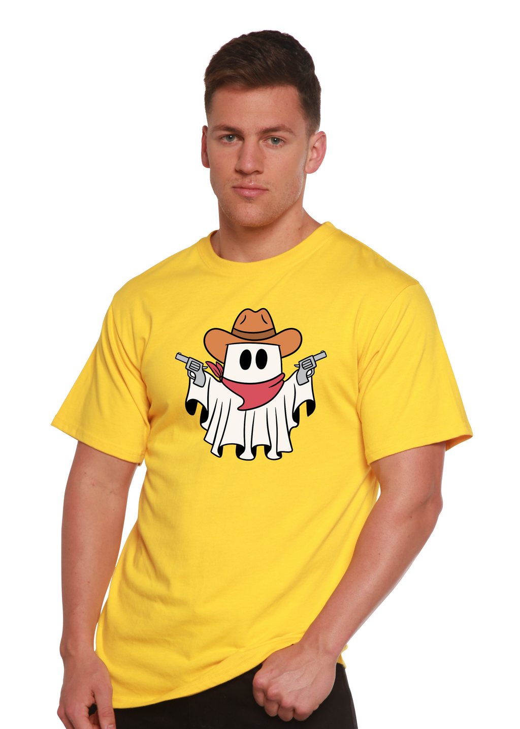 Cowboy Ghost Unisex Bamboo Viscose/Organic Cotton Short Sleeve Graphic T-Shirt Spun Bamboo