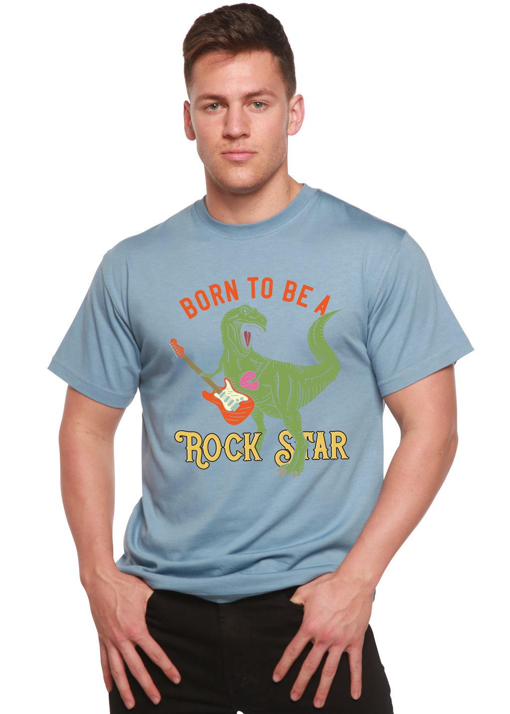 Born To Be A Rock Star Men's Bamboo Viscose/Organic Cotton Short Sleeve Graphic T-Shirt Spun Bamboo