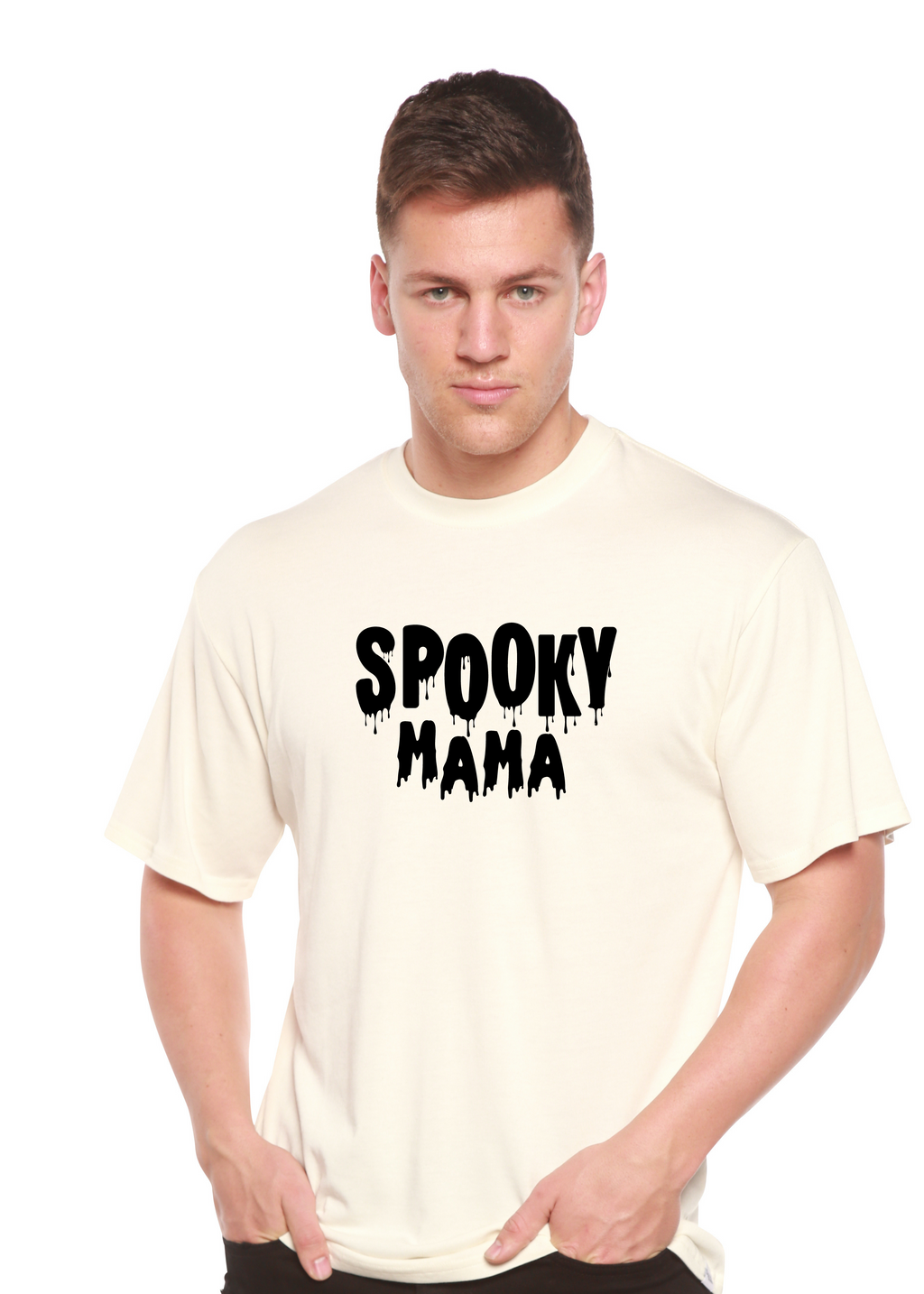 Spooky Mama Halloween Men's Bamboo Viscose/Organic Cotton Short Sleeve Graphic T-Shirt Spun Bamboo