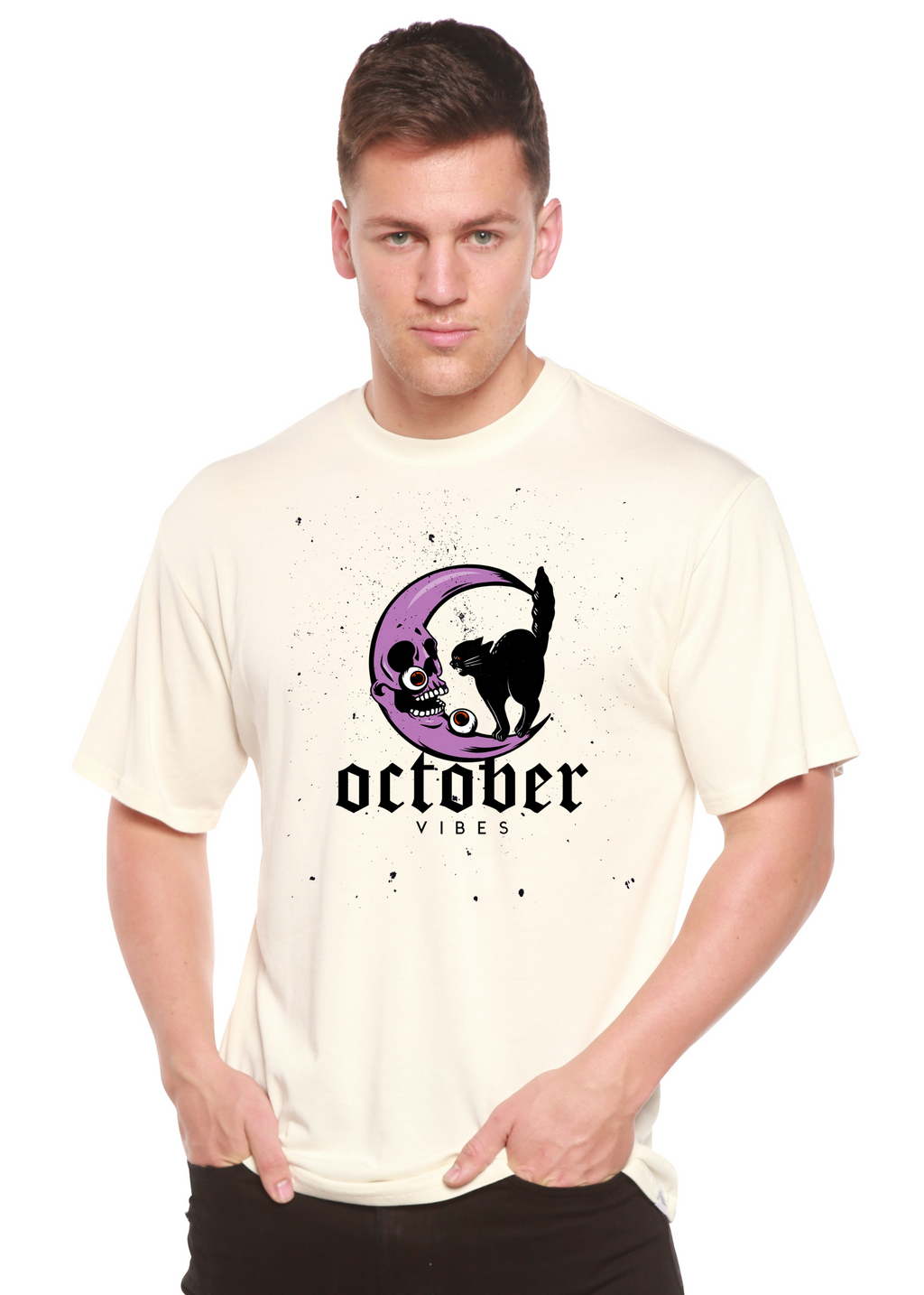 October Vibes Men's Bamboo Viscose/Organic Cotton Short Sleeve Graphic T-Shirt Spun Bamboo