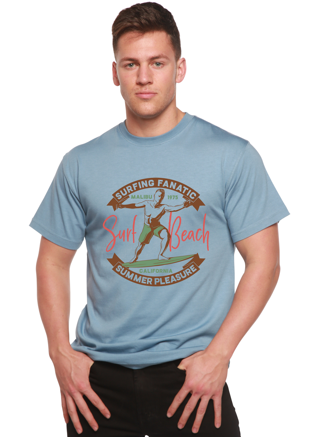 Surf Beach Men's Bamboo Viscose/Organic Cotton Short Sleeve Graphic T-Shirt Spun Bamboo