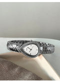 Exquisite Diamond Encrusted Snake Head Water Drop Design Womens Quartz Watch