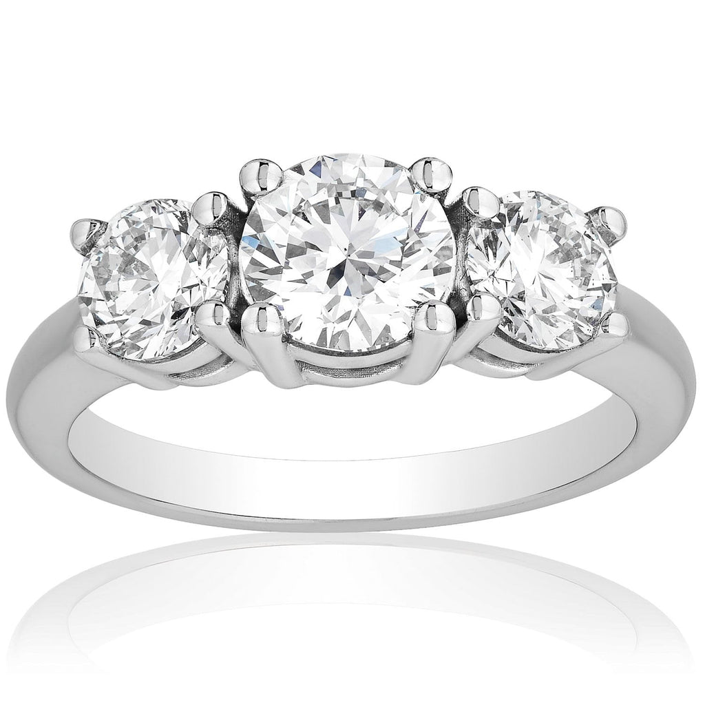 3 CTW AGI Certified Lab Grown Diamond (G-VS) Three Stone Engagement Ring in of 14K Gold VossAgin