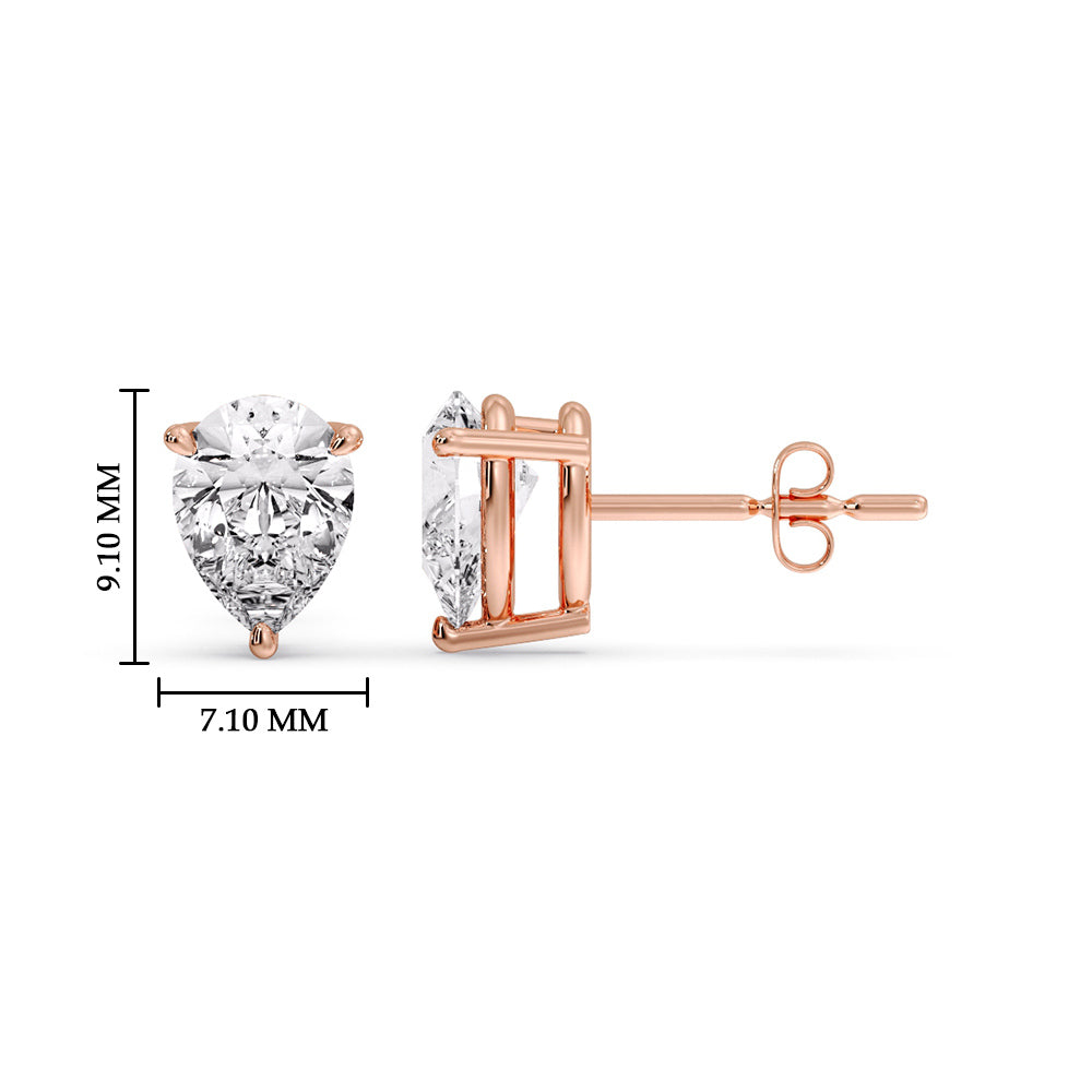 Three-Prong Pear Diamond Solitaire Stud Earrings [IGI Certified]