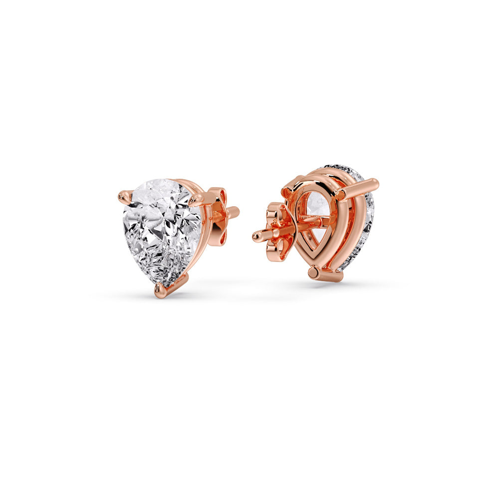 Three-Prong Pear Diamond Solitaire Stud Earrings [IGI Certified]